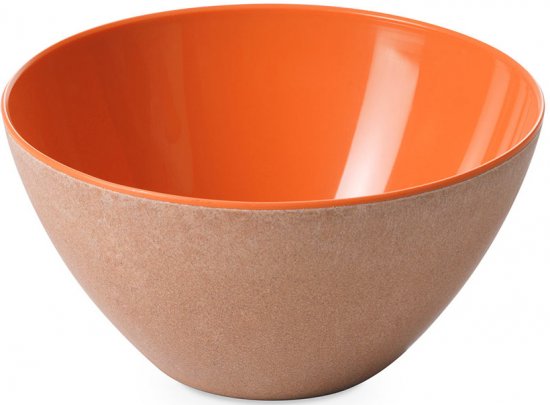 קערת סלט מפלסטיק אקרילי בשילוב טקסטורת דמוי עץ בטכנולוגיית דו צבע 24.5 ס''מ Omada Ecoliving - צבע כתום