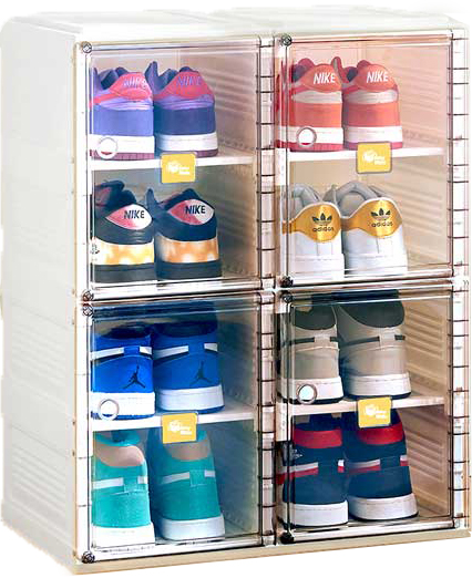 ארון נעליים מתקפל 8 זוגות סדרת ספיר מבית Easy Box - חזית שקופה