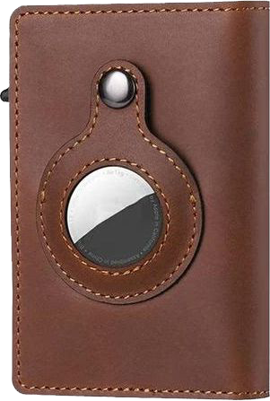 ארנק עור קפיץ דגם SSL™ Apple AirTag Popup מבית Camel Mountain - צבע חום