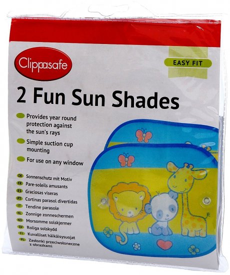 זוג צלונים מצויירים לרכב דגם ספארי מבית Clippasafe - צבעוני