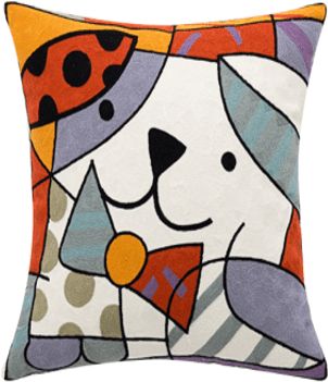 כרית נוי דגם פיקאסו כלב 45x45 ס''מ מבית פסים - צבע צבעוני