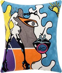 כרית נוי דגם פיקאסו עין 45x45 ס''מ מבית פסים - צבע צבעוני