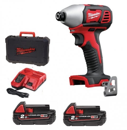 מברגת אימפקט קומפקטית נטענת 18V עם 2 סוללות 2Ah + מטען + מזוודת נשיאה Milwaukee M18 BID-402C