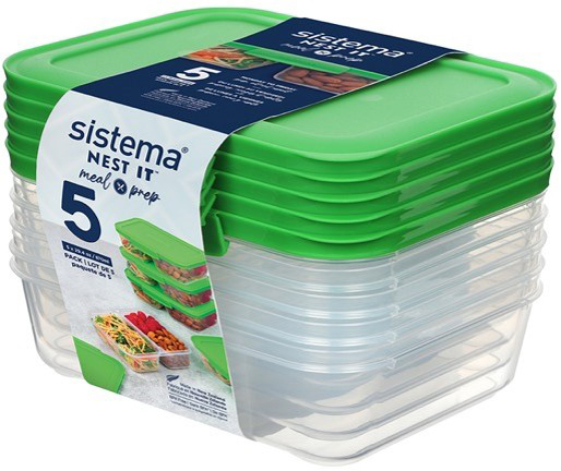 סט 5 קופסאות אחסון 870 מ''ל סדרת Nest It מבית Sistema - צבע ירוק