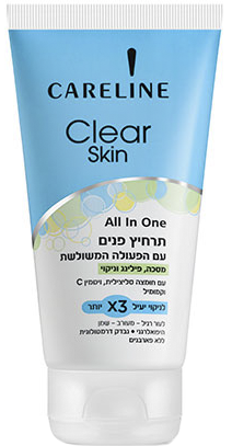 תרחיץ פנים פעולה משולשת Careline - בנפח 150 מ''ל