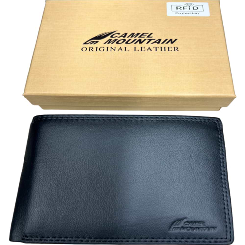 ארנק עור נאפה 17 תאים RFID דגם Germen מבית Camel Mountain - צבע שחור
