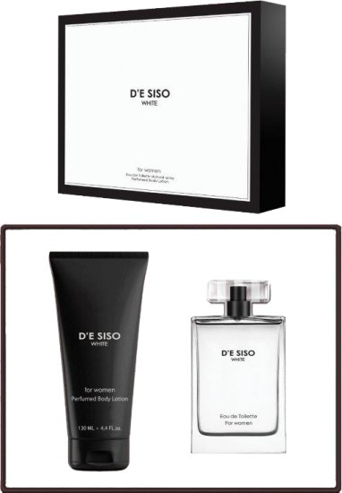 מארז בושם לאישה 100 מ''ל D'e Siso White או דה טואלט E.D.T + תחליב גוף 130 מ''ל