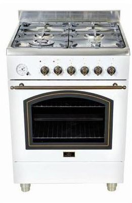 תנור משולב כיריים גז 60 ס''מ 57 ליטר 8 תוכניות 4 מבערים Fratelli PR664 - צבע לבן