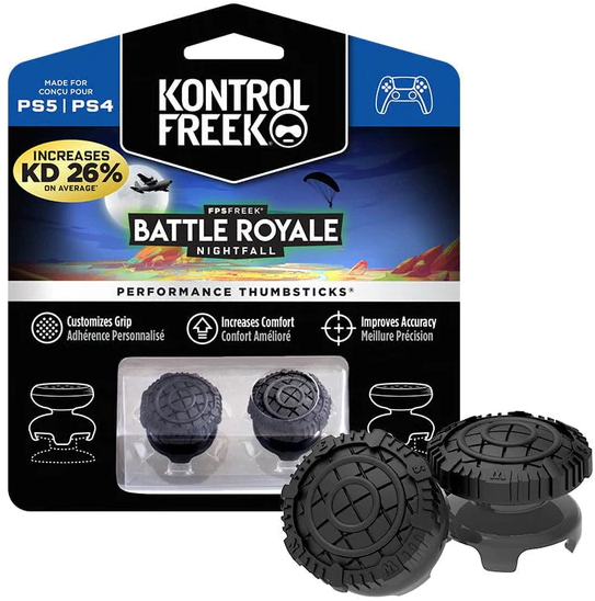 זוג מתאמים ארגונומי לאגודלים KontrolFreek Battle-Royale Nightfall PS4/5 - צבע שחור