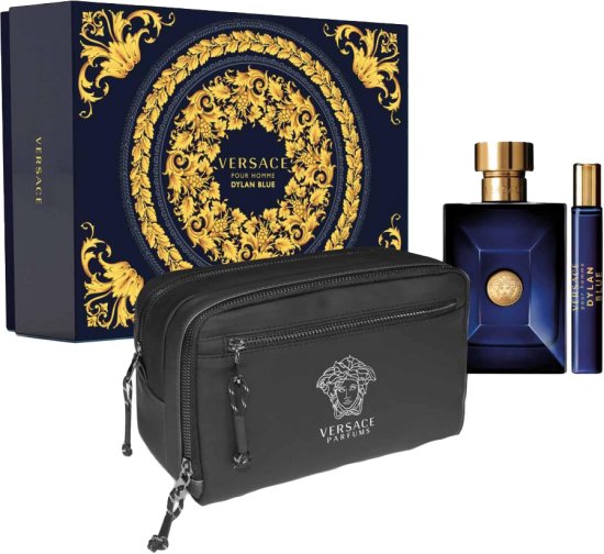מארז שי לגבר 100 מ''ל Versace Pour Homme Dylan Blue או דה טואלט E.D.T + בושם 10 מ''ל + תיק רחצה