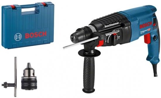 פטישון + מתאם ותפסנית 13 מ"מ + ארגז נשיאה Bosch GBH 2-26 830W