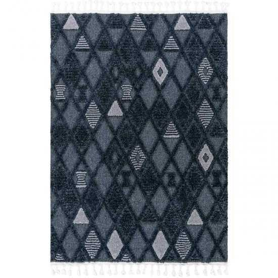 שטיח אטלס 23 כחול כהה עם פרנזים 120*180 ס"מ - S