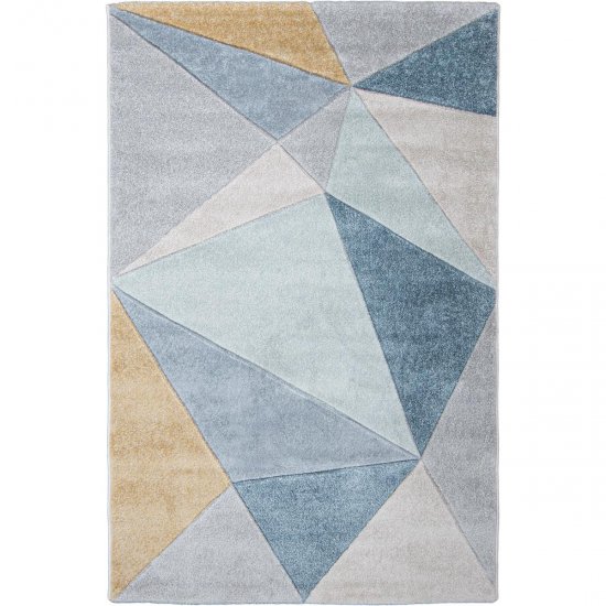 שטיח בוגוטה 10 כחול/אפור/צהוב 80*150 ס"מ - XS