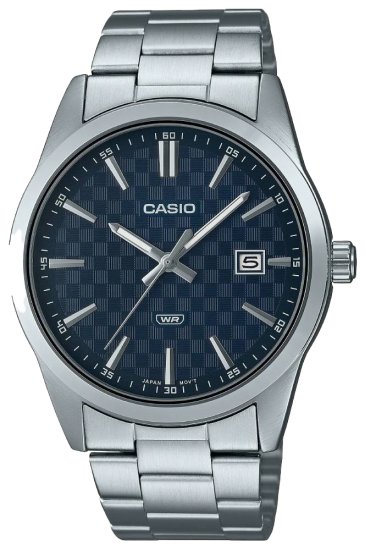 שעון יד אנלוגי לגברים עם רצועת Stainless Steel כסופה Casio MTP-VD03D-2AUDF - צבע כחול