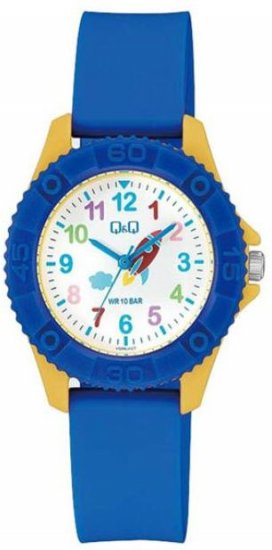 שעון יד אנלוגי לילדים עם רצועת סיליקון Q&Q VQ96J022Y - צבע כחול