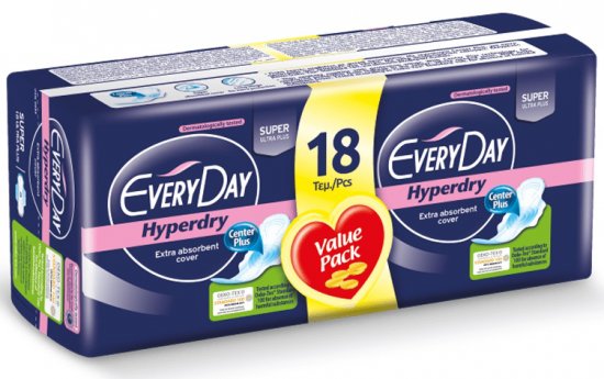 תחבושת היפר דריי סופר Every Day עם כנפיים - בסך הכל 18 יחידות