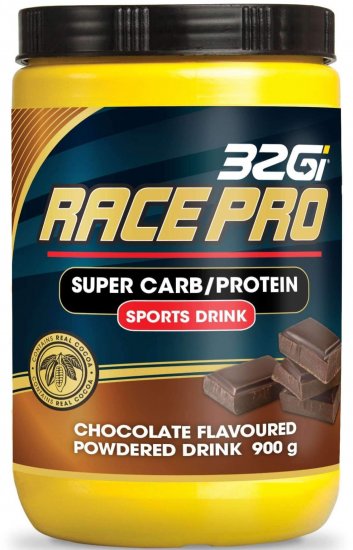 Race Pro - אבקה להכנת משקה אנרגיה מועשר לספורטאי סיבולת 900 גרם 32Gi - טעם שוקולד