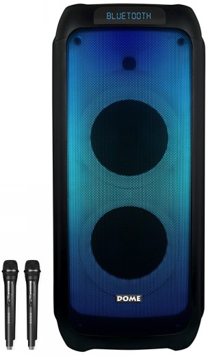 בידורית ניידת Dome Club-280 3000W P.M.P.O עם שני מיקרופוניים אלחוטיים - צבע שחור