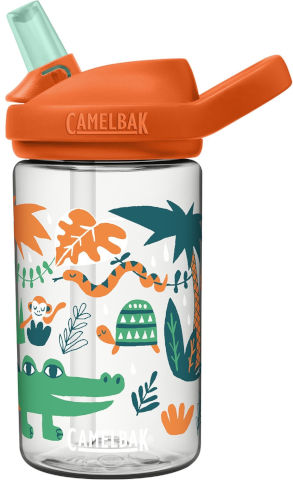 בקבוק שתייה לילדים 400 מ''ל CamelBak Eddy Kids Plus - צבע כתום שקוף עם חיות ג'ונגל