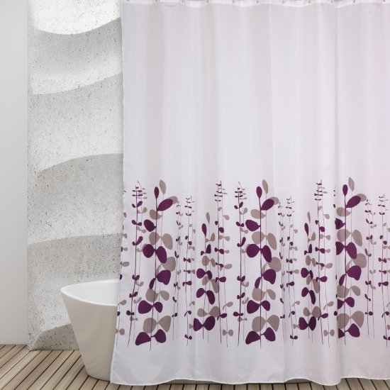 וילון אמבטיה סגול פרחוני ברוחב 1.2 מטר מבית Aquila