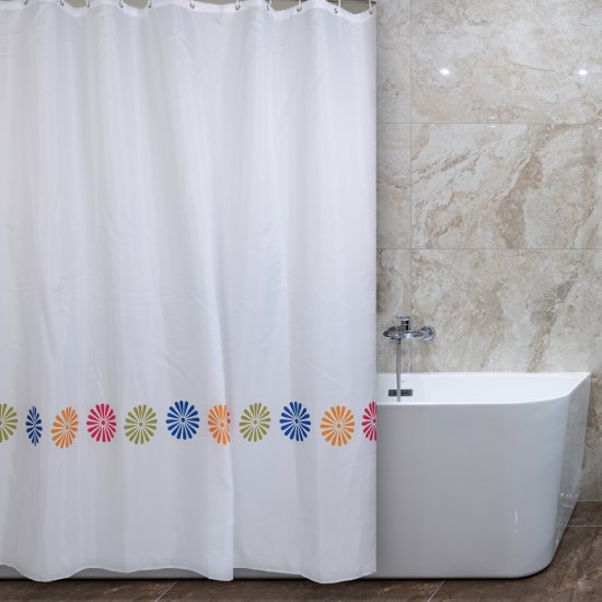 וילון אמבטיה עיגולי פרחים ברוחב 2.4 מטר מבית Aquila