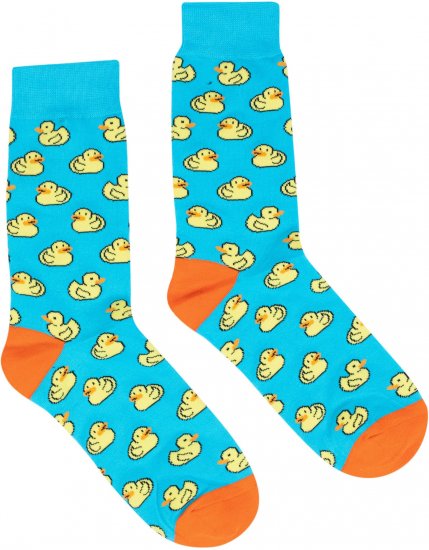 זוג גרביים מעוצבים Pulliez דגם ברווזים צבע תכלת - מידת One Size שמתאימה למידות 36-46