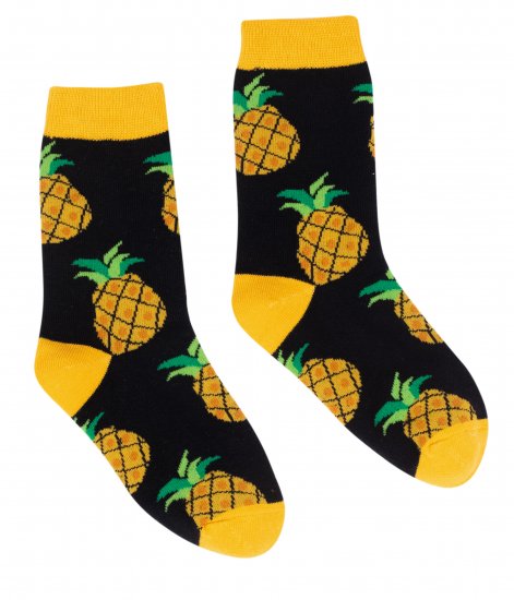 זוג גרביים מעוצבים לילדים Pulliez דגם אננס - מידת One Size שמתאימה למידות 24-35