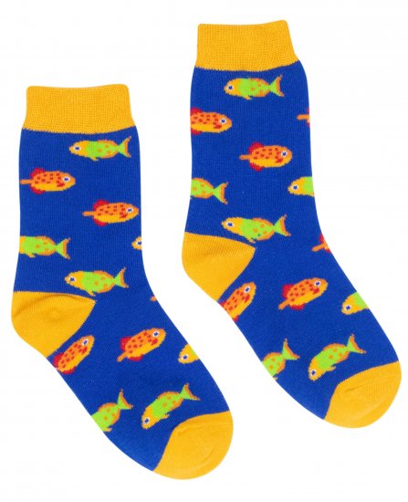 זוג גרביים מעוצבים לילדים Pulliez דגם דגים - מידת One Size שמתאימה למידות 24-35