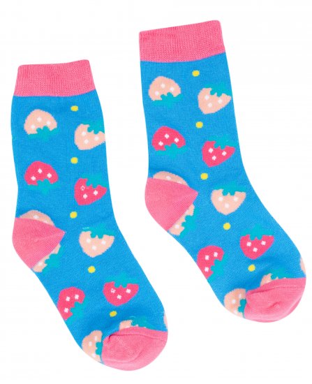 זוג גרביים מעוצבים לילדים Pulliez דגם תות - מידת One Size שמתאימה למידות 24-35