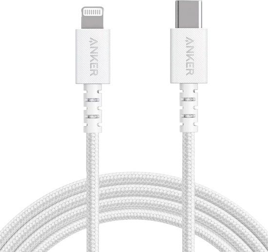 כבל סנכרון וטעינה Anker PowerLine Select+ MFI  USB-C To Lightning באורך 0.9 מטר - צבע לבן