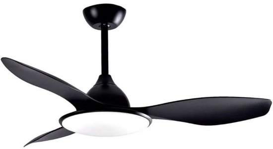 מאוורר תקרה 3 כנפיים עם גוף תאורה ושלט רחוק ''Semicom Pleasure SM-3061BP52/36CT 52 - צבע שחור