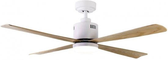 מאוורר תקרה 4 כנפיים עם גוף תאורה ושלט רחוק ''Semicom Nordic SM-DC8551/25CT 52 - צבע לבן/עץ