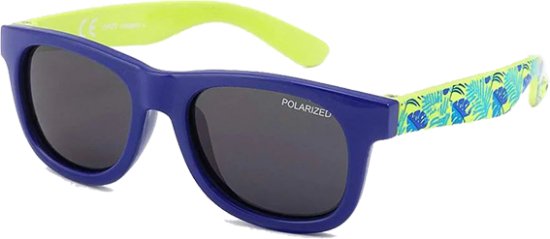משקפי שמש לתינוקות בגילאי 1-2 שנים דגם Baby Explorer מבית Kiddus - צבע כחול ירוק בהיר ואיור טרופי