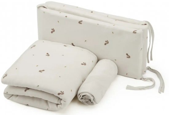 סט מצעים לעריסת תינוק 100% כותנה מקולקציית Forest מבית Nino - סנאי