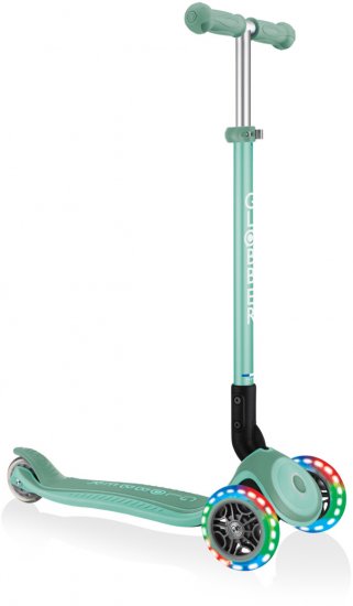 קורקינט מתקפל 3 גלגלים עם אורות Globber Primo Plus - צבע מנטה