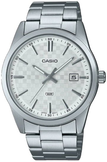 שעון יד אנלוגי לגברים עם רצועת Stainless Steel כסופה Casio MTP-VD03D-7AUDF - צבע לבן