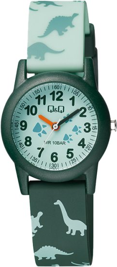 שעון יד אנלוגי לילדים עם רצועת סיליקון Q&Q VR99J010Y - צבע ירוק / ירוק בהיר
