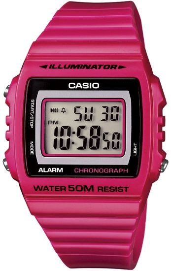 שעון יד דיגיטלי עם רצועת סיליקון Casio W-215H-4AVDF - צבע ורוד