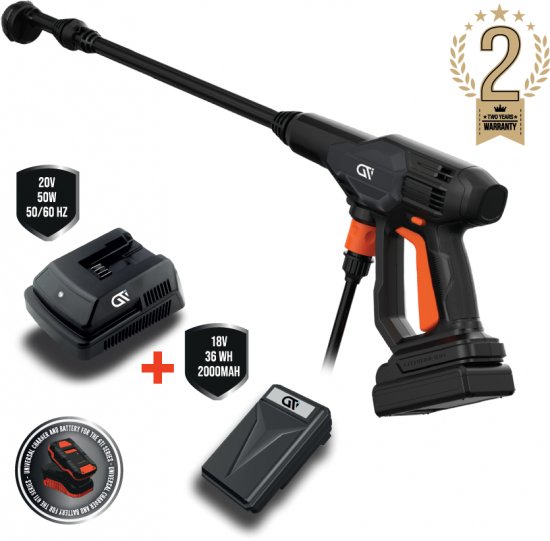 אקדח שטיפה בלחץ אלחוטי טייפון 25 בר 250W + סוללה ומטען מבית GTI - שנה אחריות יבואן רשמי