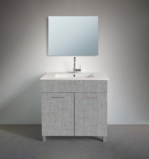 ארון אמבטיה עומד ברוחב 60 ס''מ עם כיור משטח ומראה מרחפת דגם לגון מבית MATINA - צבע קנבס אפור