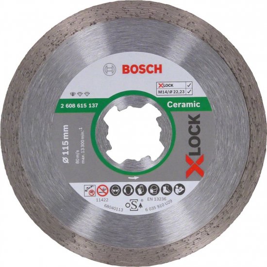 דיסק יהלום לקרמיקה 115 מ''מ/4.5'' X-Lock מבית Bosch