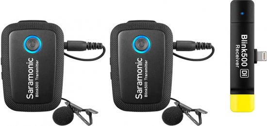 זוג מיקרופוני דש אלחוטיים בחיבור Lightning עם 2 משדרים ומקלט Saramonic Blink 500 B4