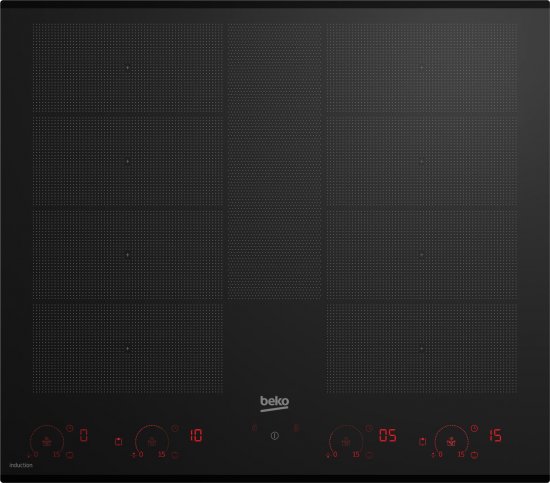 כיריים אינדוקציה 60 ס''מ תלת פאזי עם 8 מוקדי חימום Beko HII-68811NT 7400W - צבע שחור