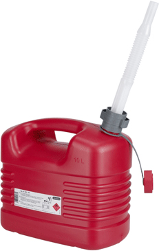 מיכל דלק 10 ליטר פלסטיק + משפך גמיש Pressol