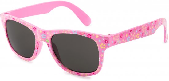 משקפי שמש לילדים בגילאי 4-8 שנים דגם Kids Explorer מבית Kiddus - צבע ורוד בהיר ואיור פרחים