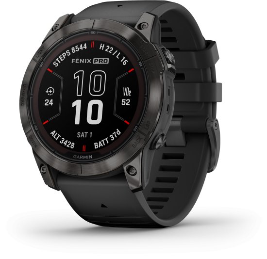 שעון חכם Garmin fenix 7X Pro Sapphire Solar Edition 51mm - צבע אפור קרבון עם ציפוי DLC ורצועה שחורה - כולל תמיכה מלאה בעברית - שנתיים אחריות יבואן רשמי על ידי רונלייט