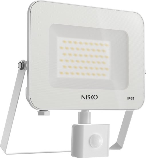 תאורת הצפה עם חיישן תנועה NISKO EAGLE 50W LED IP65 גוון אור קר 6000K - צבע לבן