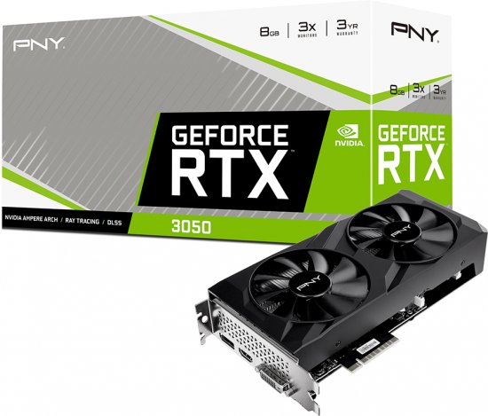 לקנות כרטיס מסך PNY GeForce RTX 3050 8GB GDDR6 VERTO Dual Fan DVI HDMI ...