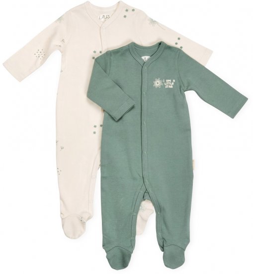 זוג אוברולים לתינוק בצבע ירוק עם איורי פרחים מבית Laura - מידה NB