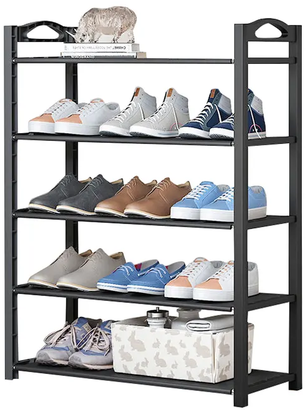 כוננית נעליים 5 מדפים מפלסטיק מבית Ramos - צבע אפור כהה